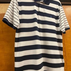 Polo by Ralph Lauren Blue and white striped polo, boys, size 18-20. NEW.